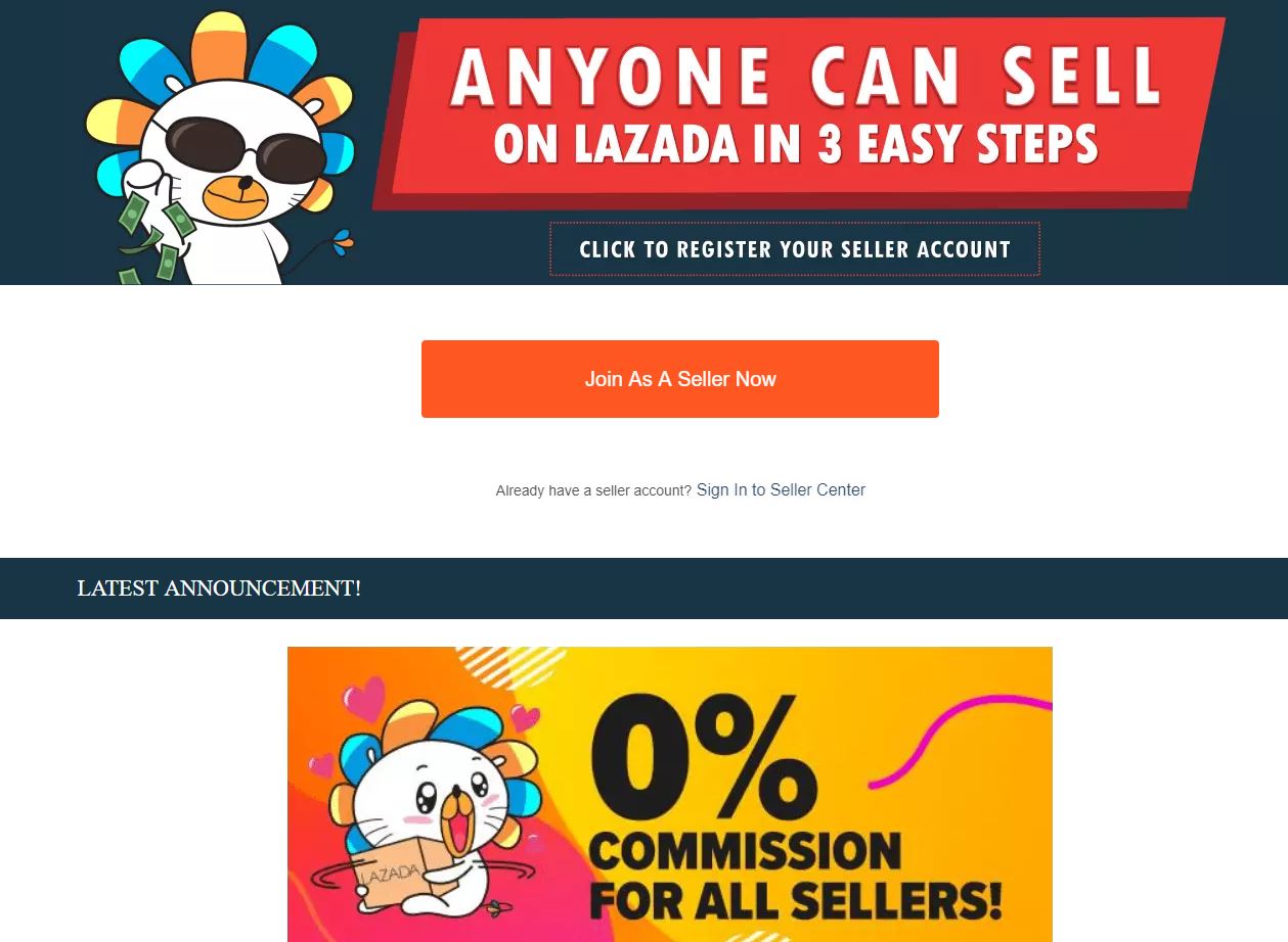 2. Click on “Become a seller now"