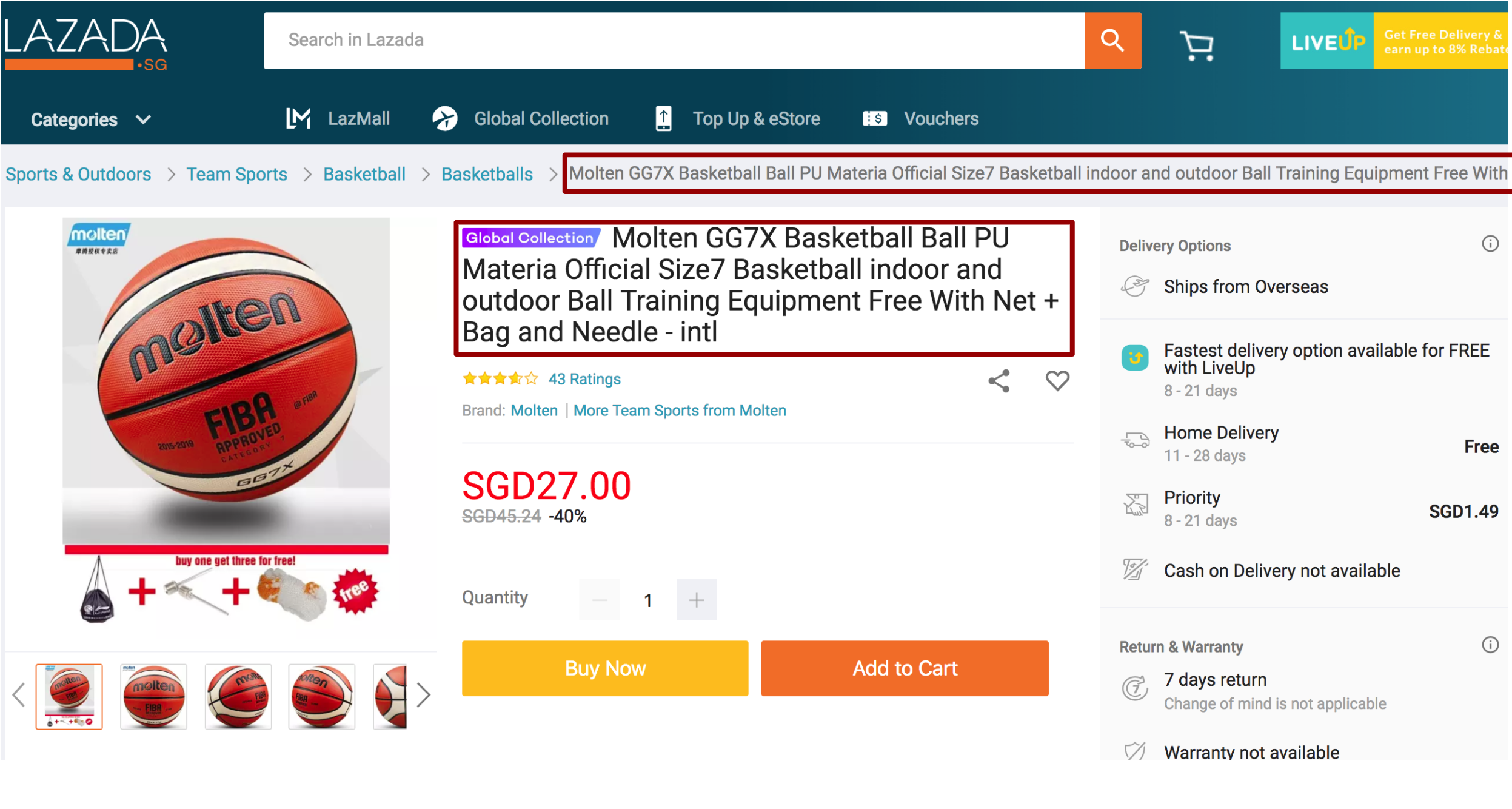 Product Title in Lazada Product Detail View