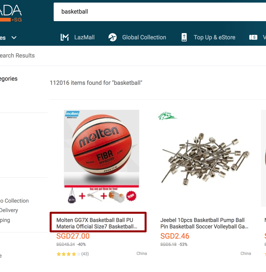 Lazada Product Title in Search Results View