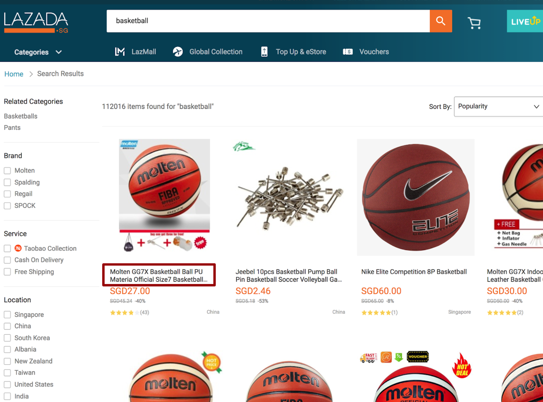 Product Title in Lazada Search Results