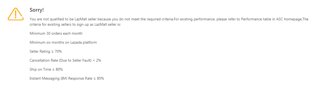 LazMall Store Type Requirements