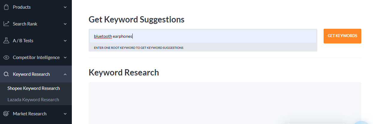 Keyword Research tool. 