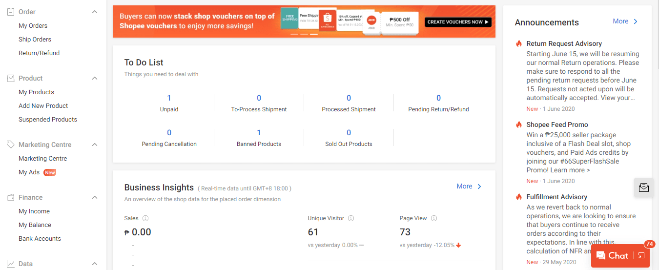 Shopee seller center